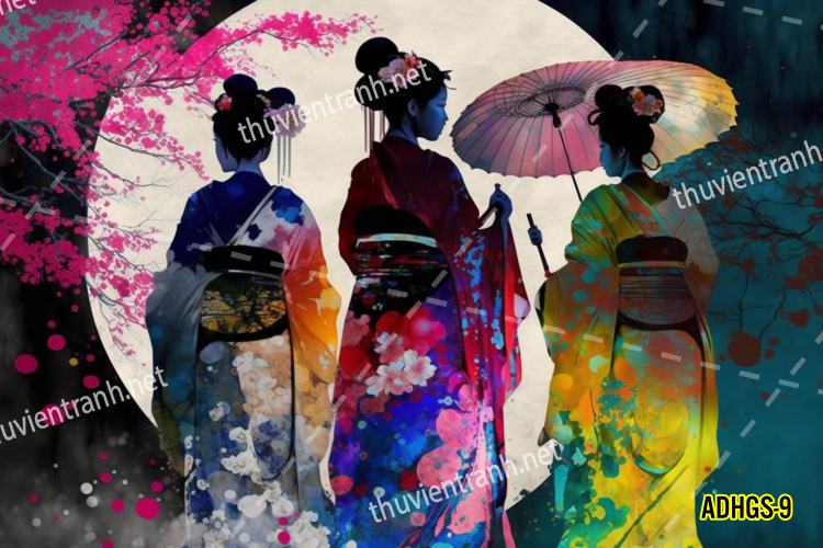 Tranh dán tường hoa cô gái Geisha Nhật Bản-ADHGS-9 - Kết quả tìm kiếm tranh tường